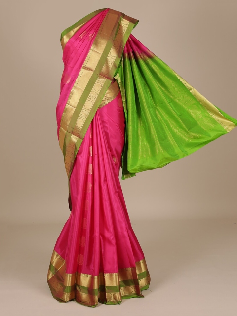 

Pothys Pink & Green Pure Silk Woven Design Saree
