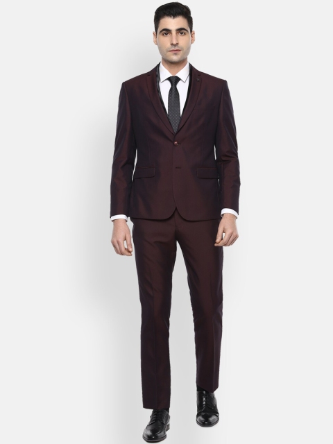 

V Dot Men Maroon Solid Slim-Fit Single-Breasted Formal Suit