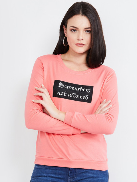 

max Women Pink & Black Printed Sweatshirt