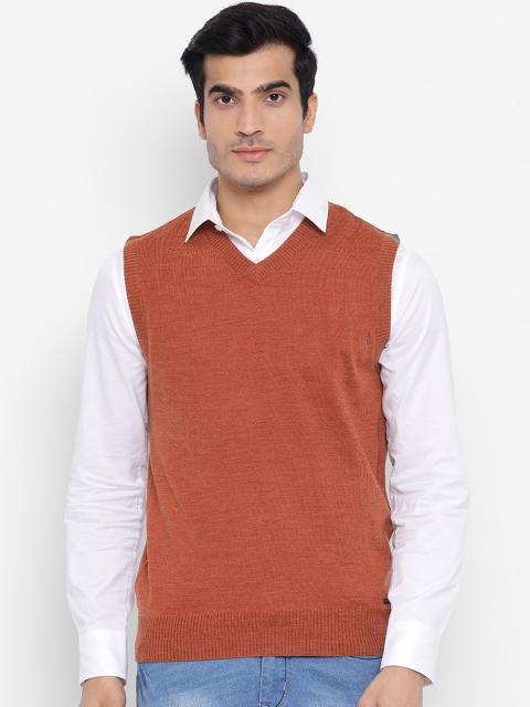 

Monte Carlo Men Rust Orange Solid Sweater Vest
