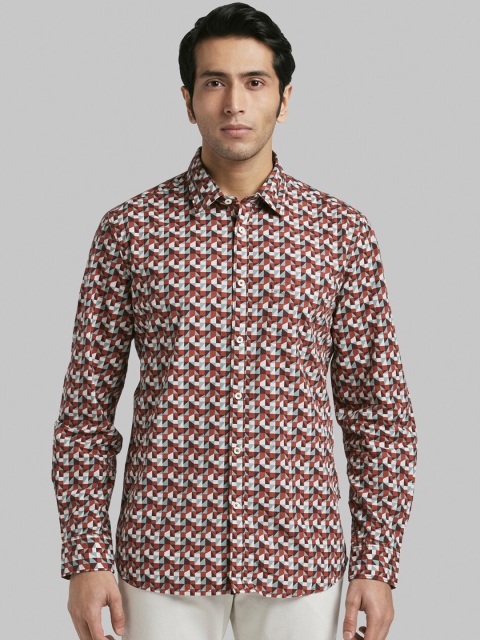 

Parx Men Red & Blue Slim Fit Printed Casual Shirt