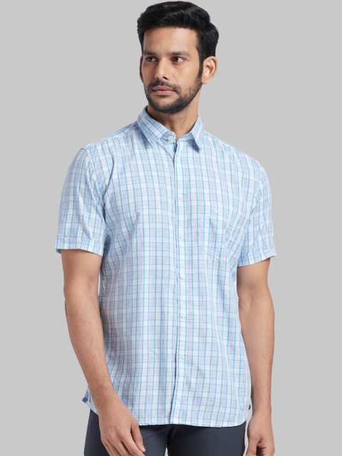 

Parx Men Blue Slim Fit Checked Casual Shirt