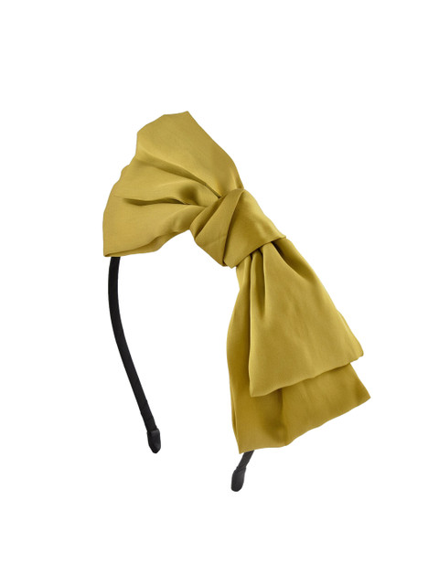

ToniQ Mustard Yellow & Black Solid Bow Style Knotted Hairband