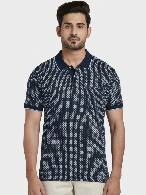 

ColorPlus Men Blue Printed Polo Collar T-shirt