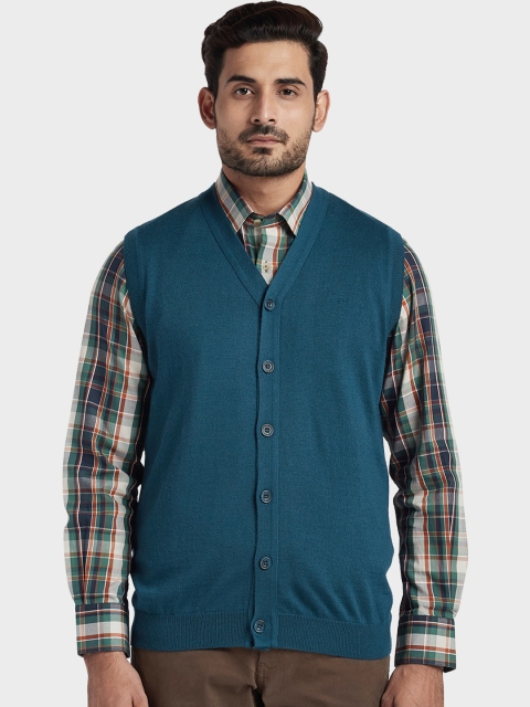 

ColorPlus Men Teal Blue Solid Sweater Vest