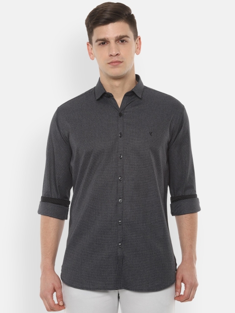 

V Dot Men Grey Slim Fit Self Design Casual Shirt