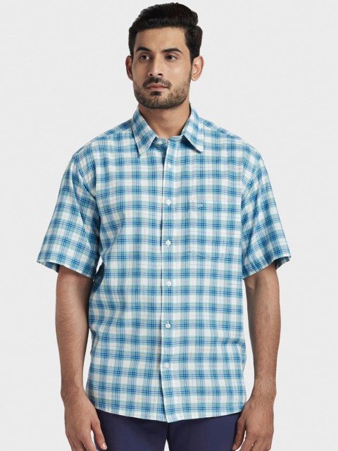 

ColorPlus Men Blue & White Regular Fit Checked Casual Shirt