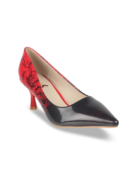 

STEPpings Women Red & Black Printed Pumps