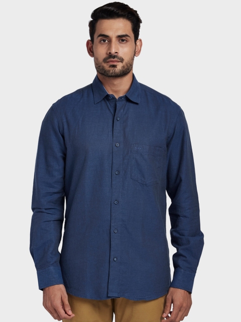

ColorPlus Men Navy Blue Tailored Fit Solid Casual Shirt