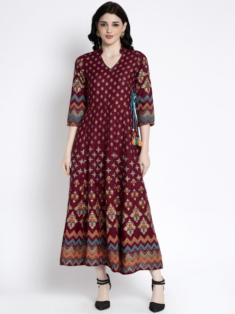 

ANAISA Women Maroon Printed Maxi Dress