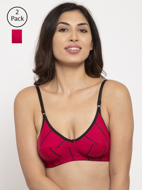 

Innocence Pack Of 2 Printed Non-Wired Non-Padded Everyday Bras BBAPLIN90634, Fuchsia