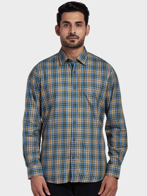 

ColorPlus Men Blue & Yellow Tailored Fit Checked Casual Shirt