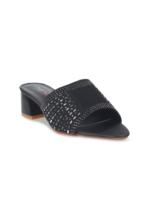 

STEPpings Women Black Woven Design Mules