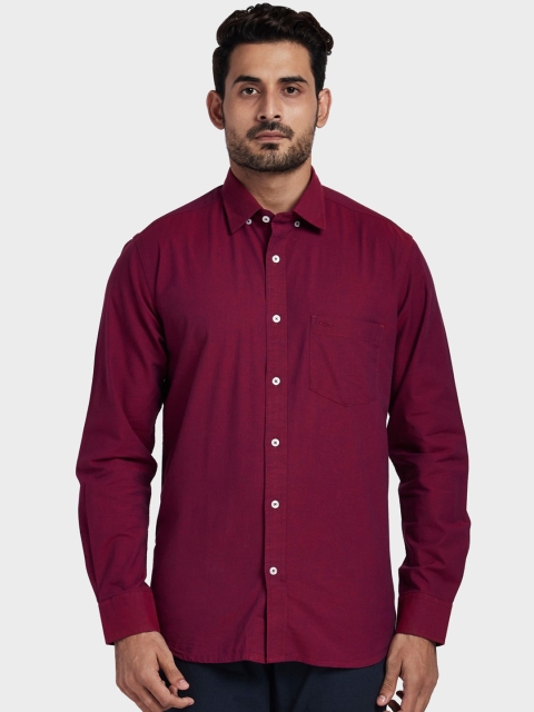 

ColorPlus Men Burgundy Tailored Fit Solid Casual Shirt