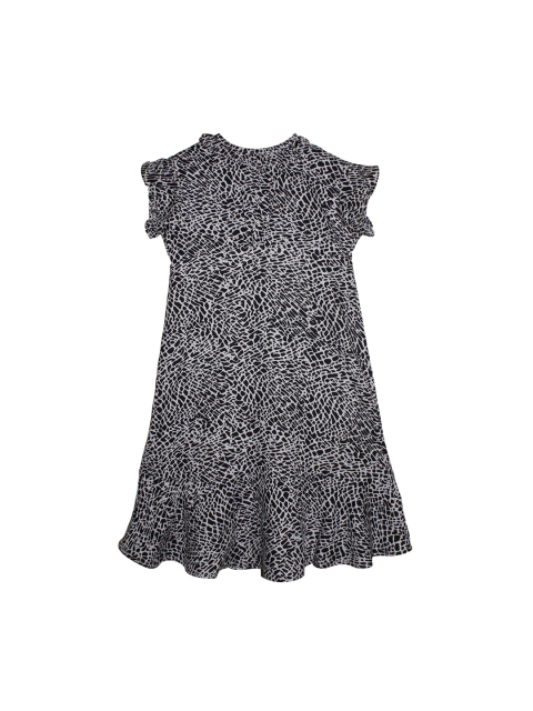 

KiddoPanti Girls White & Black Printed A-Line Dress