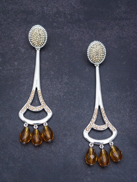 

Golden Peacock Silver-Plated & Yellow Contemporary Drop Earrings