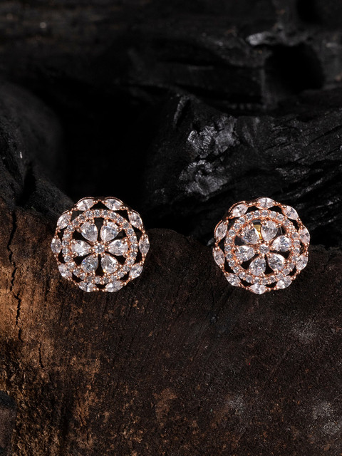 

Shoshaa Rose Gold & Rose Gold-Plated CZ Studded Circular Studs