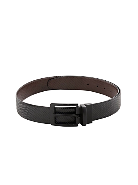 

WELBAWT Men Black Textured Leather Belt