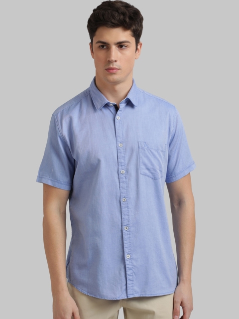 

Parx Men Blue Slim Fit Solid Casual Shirt