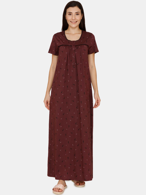 

Zivame Brown Printed Nightdress