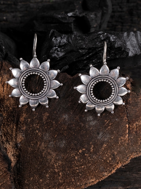 

Shoshaa Silver-Plated Oxidised Floral Drop Earrings