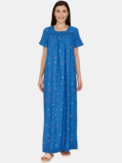 

Zivame Blue Printed Nightdress ZI60VP