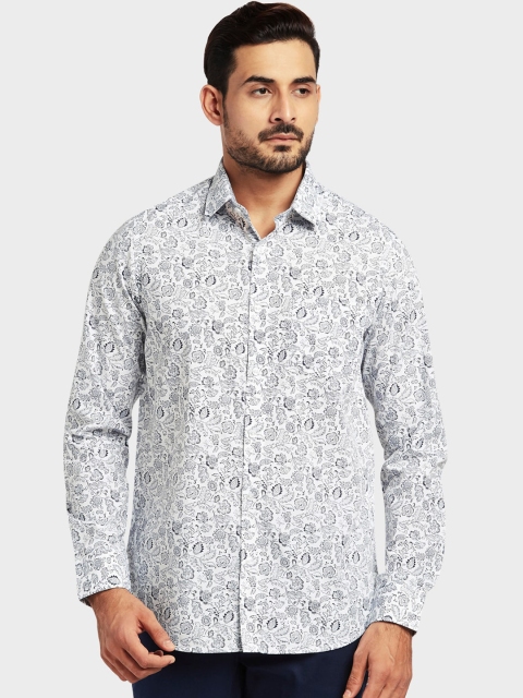 

ColorPlus Men White & Grey Regular Fit Printed Casual Shirt