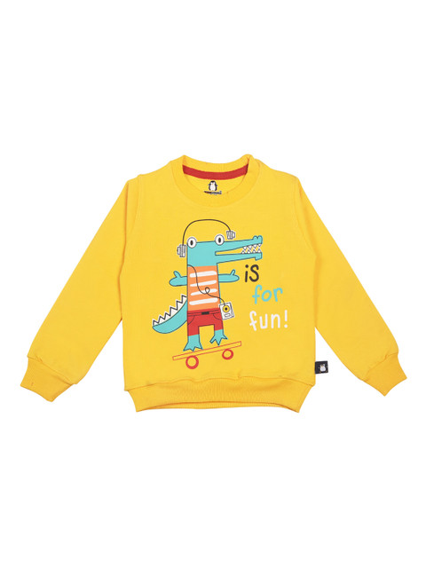 

CRAZYPENGUIN Boys Yellow & Red Printed Sweatshirt