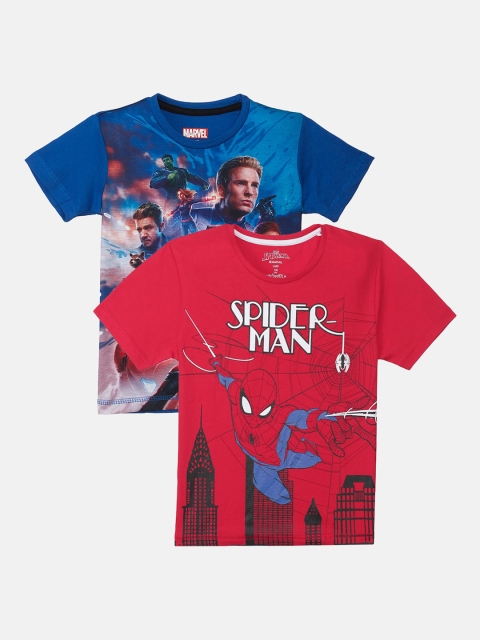 

Kids Ville Avengers Printed Pack Of 2 Tshirt for Boys, Red