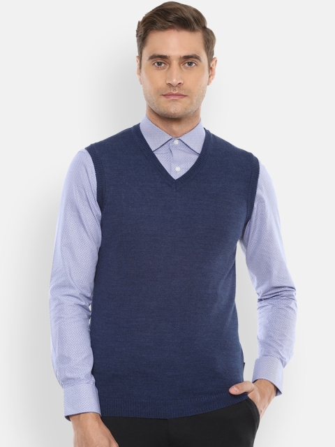 

Van Heusen Men Navy Blue Solid Sweater Vest