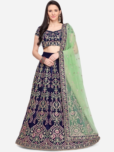 

Velvet Lehanga With Cancan, Blue
