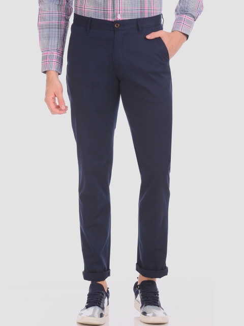 

Arrow Men Blue Regular Fit Solid Regular Trousers