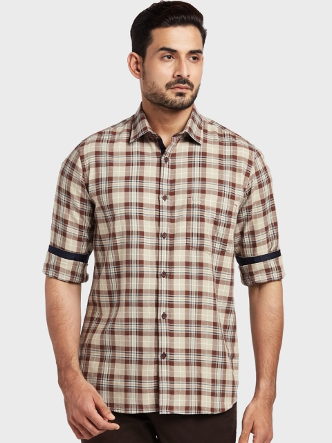 

ColorPlus Men Beige Tailored Fit Checked Casual Shirt