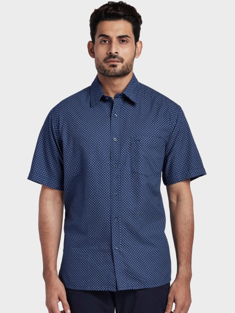 

ColorPlus Men Blue & White Regular Fit Printed Casual Shirt