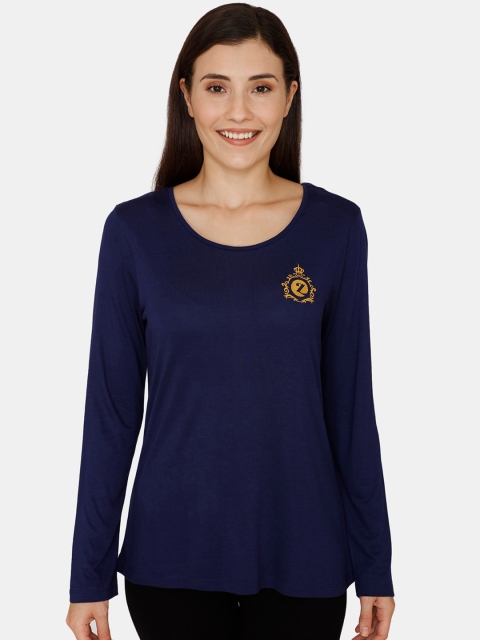 

Zivame Women Navy Blue Solid Top