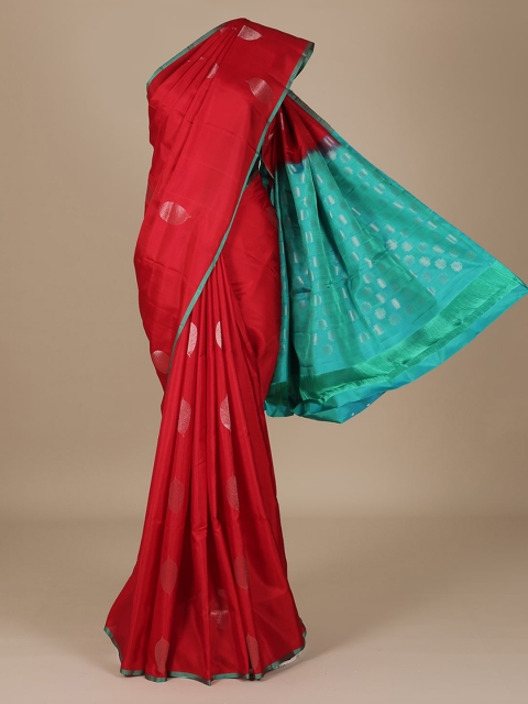 

Pothys Red & Turquoise Blue Pure Silk Woven Design Saree