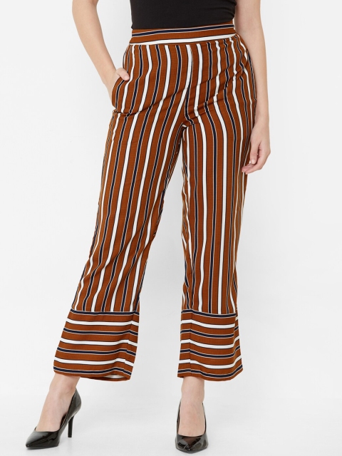 

Juliet Women Brown & White Striped Straight Palazzos