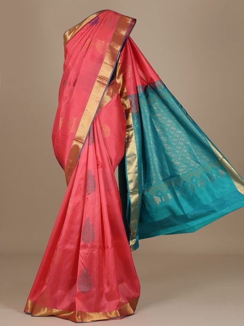 

Pothys Pink & Blue Pure Silk Woven Design Saree