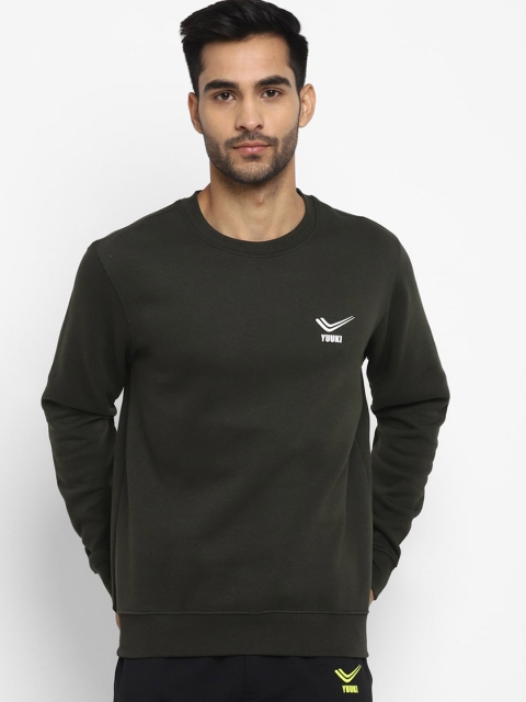 

Yuuki Men Olive Green Solid Sweatshirt