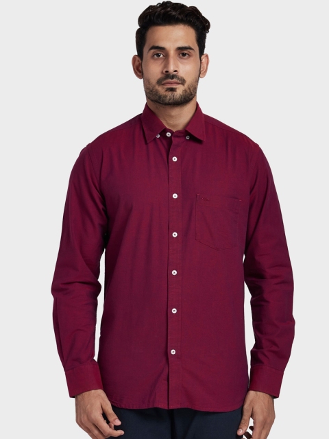 

ColorPlus Men Burgundy Tailored Fit Solid Casual Shirt