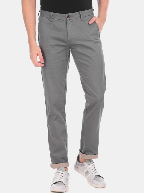 

Arrow Men Grey Regular Fit Self Design Chinos