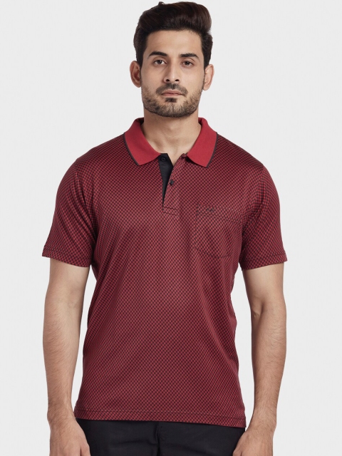 

ColorPlus Men Maroon Printed Polo Collar T-shirt