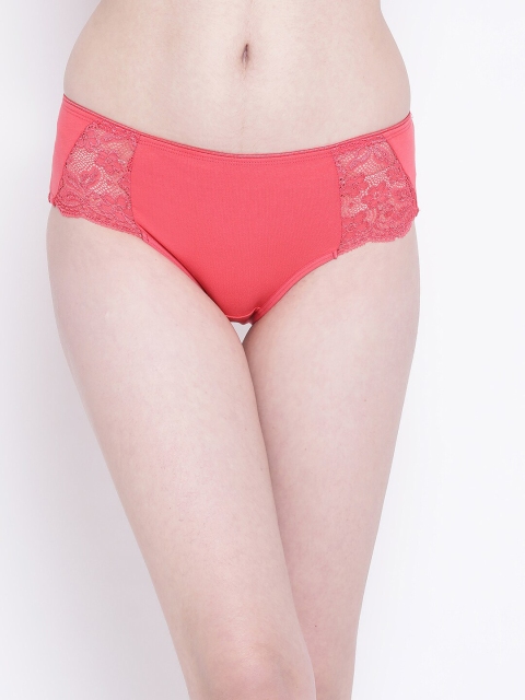 

Clovia Women Pink Lace Trimmed Mid-Rise Hipster Briefs PN2705P16S