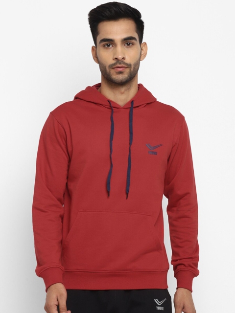 

Yuuki Men Red Solid Hooded Sweatshirt