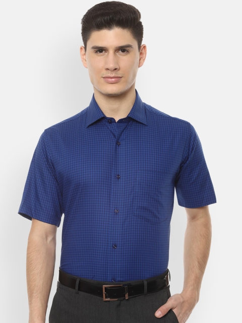 

Van Heusen Men Navy Blue Regular Fit Checked Formal Shirt