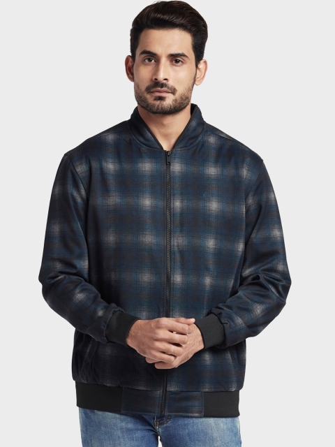 

ColorPlus Men Blue Checked Bomber