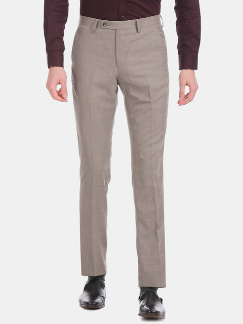 

Arrow Men Beige Regular Fit Solid Formal Trousers
