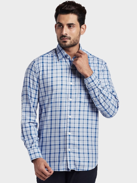 

ColorPlus Men Blue & White Tailored Fit Checked Casual Shirt