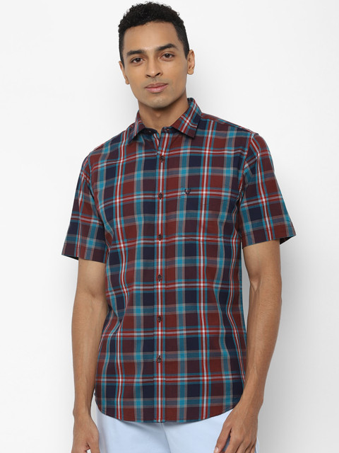 

Allen Solly Men Navy Blue & Brown Slim Fit Checked Casual Shirt