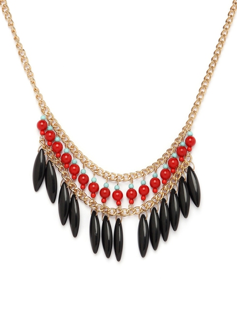 

Globus Black & Red Gold-Plated Metal Necklace